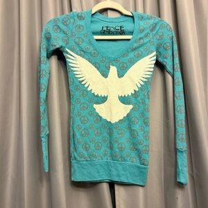 Peace Generation Long Sleeve thermal Dove Front Size XS NWOT 30%off w♥️ #71